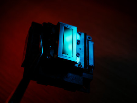 Inkjet Print Head details. Piezoelectric Printing Technologies. Miniature Color Ink Jet Nozzles for Photorealistic High Resolution Printing. Control cable connector. October 10, 2024 - Rovinj, Croatiaの写真素材