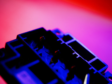 Inkjet Print Head details. Piezoelectric Printing Technologies. Miniature Color Ink Jet Nozzles for Photorealistic High Resolution Printing. Control cable connector. October 10, 2024の写真素材