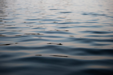 A beautifully serene view of calm water with soft ripples, perfectly capturing tranquility and...