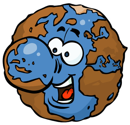Funny cartoon globe.のイラスト素材