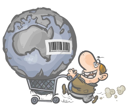 	The Earth as a commodity a in a shopping cart のイラスト素材