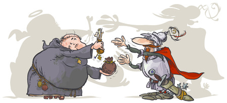 	Monk, selling a holy relics to a Knight のイラスト素材