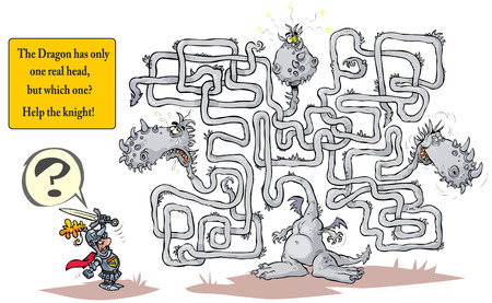 Funny Dragon Maze.  (the answer in the hidden layer.)のイラスト素材