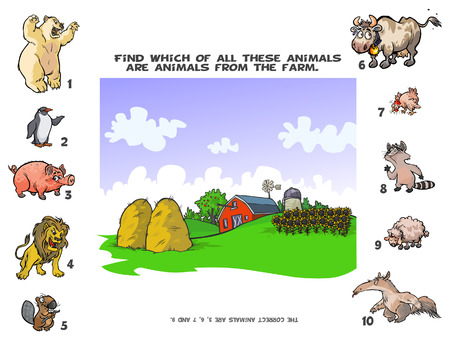Funny Quiz about the Farm Animals.のイラスト素材