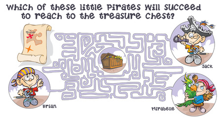 Maze game with Pirates children and treasure quest.のイラスト素材