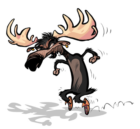 Moose with Moccasins steps on tiptoeのイラスト素材