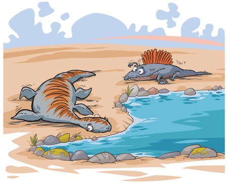 Funny Dinosaurs, all on separated layers for easy editing.のイラスト素材