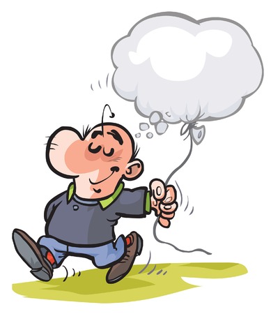 Cartoon Man clutching his Idea.のイラスト素材