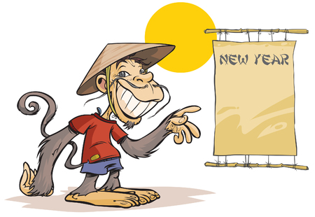 Cartoon monkey - chinese style character representing the chinese new year.のイラスト素材