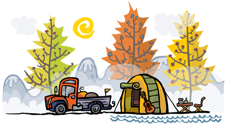 Outdoor illustration. Color version.のイラスト素材