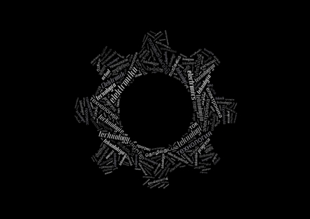 cogwheel in a word cloud of technical wordsの写真素材