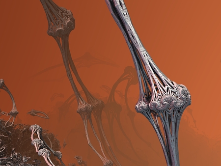 futuristic digital 3d art fractal illustrationの写真素材