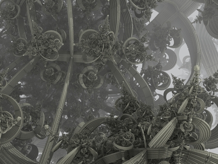 futuristic digital 3d art fractal illustrationの写真素材