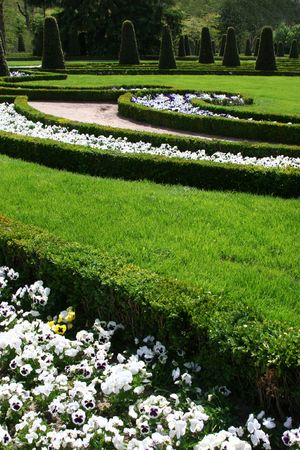 Palace garden in Retiro park, Madrid, Spainの写真素材