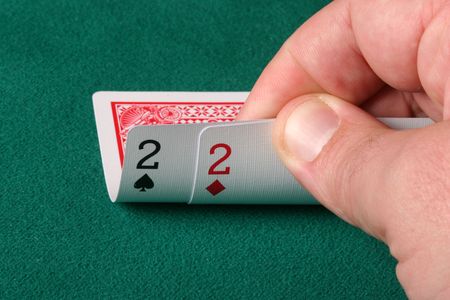 A pair of 2 hole cards in texas holdem pokerのeditorial素材