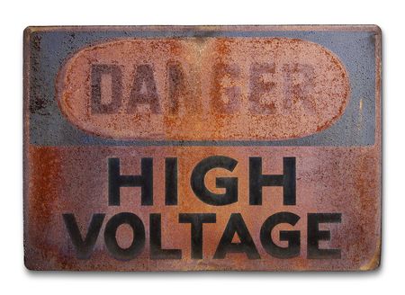 Old vintage warning sign - rusty and weathered の写真素材