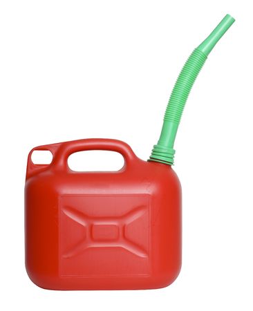 fuel container with funnel isolated on whiteの写真素材