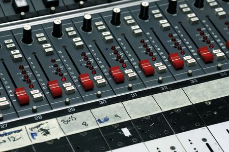 Detail of a mixing board in a recording studio - This is shot in a real studio  with selective focusの写真素材