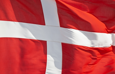 National flag of denmark flying in the windの写真素材
