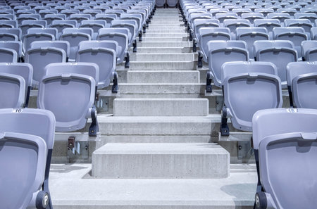 Rows of stadium seats ready in a new facility