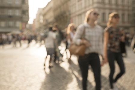 Busy shopping street with blurred focusの写真素材