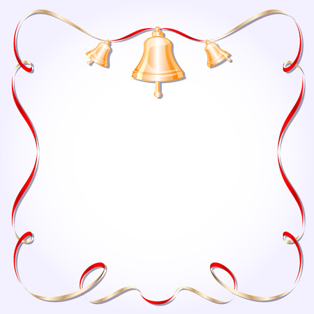 retro frame with ribbon and bells vector illustrationのイラスト素材