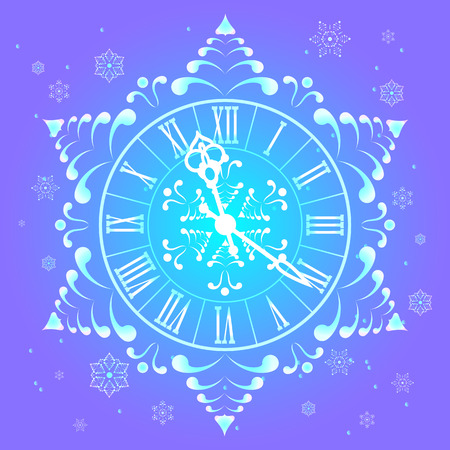 Christmas Athos clock and snowflakes.のイラスト素材