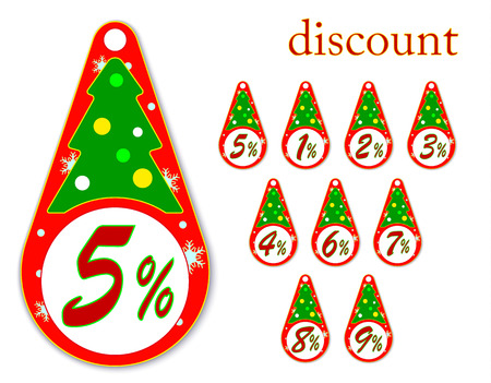 labels with Christmas tree for new year's discounts , vector illustrationのイラスト素材