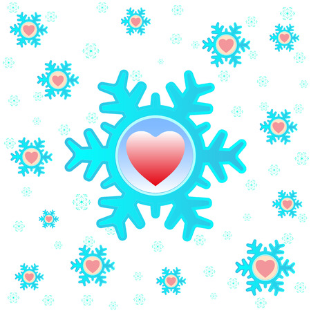Christmas background with snowflakes and hearts , vector illustrationのイラスト素材