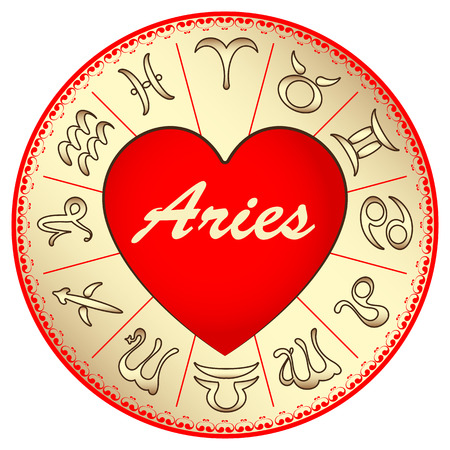 zodiac sign Aries, for lovers on Valentine's day, vector illustrationのイラスト素材