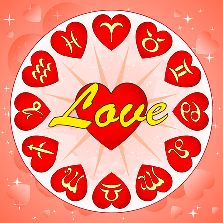 signs of zodiac on Valentine's day, horoscope for love, vector illustrationのイラスト素材