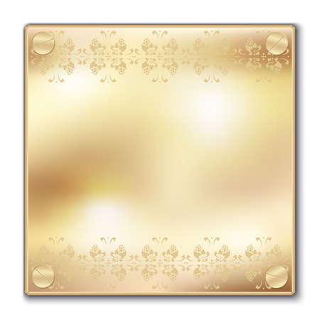 Golden plate with patterns, elements for design, vector illustrationのイラスト素材