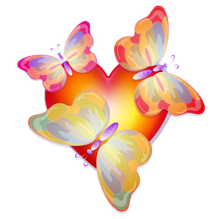 heart with butterflies, Valentine's Day, vector illustrationのイラスト素材