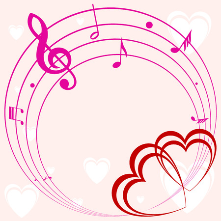 abstract background frame with heart and music, retro illustrationのイラスト素材