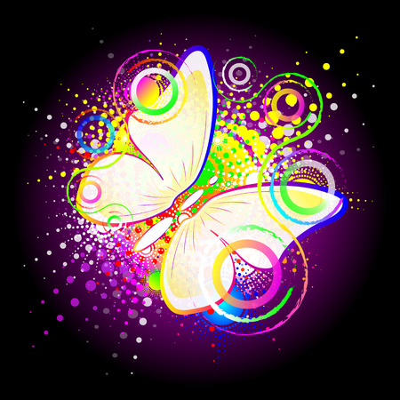 butterfly, abstract background, watercolor effect, vector illustrationのイラスト素材