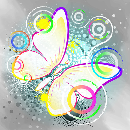 butterfly, abstract background, watercolor effect, vector illustrationのイラスト素材