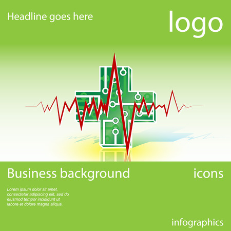 Repair electronics, green business background with space for text, vector illustrationのイラスト素材