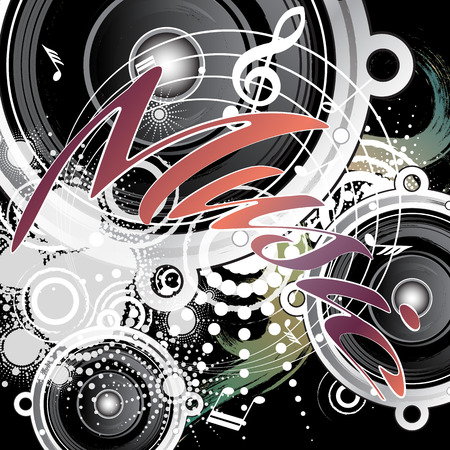 Music ,abstract composition on black, vector illustrationのイラスト素材