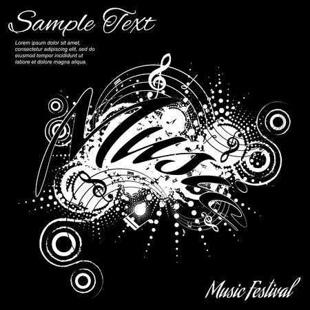 Background music, abstract composition in black with space for text, vector illustrationのイラスト素材