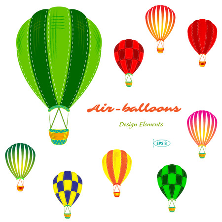 air balloons set, retro, vector illustrationのイラスト素材