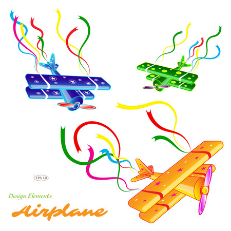 Colorful planes set, vector illustrationのイラスト素材