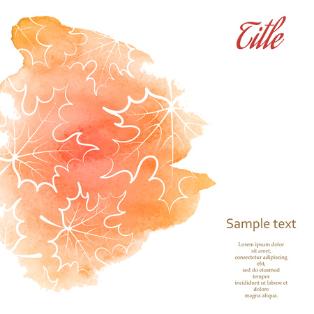 Watercolor background with place for text with autumn leaves, vector illustrationのイラスト素材