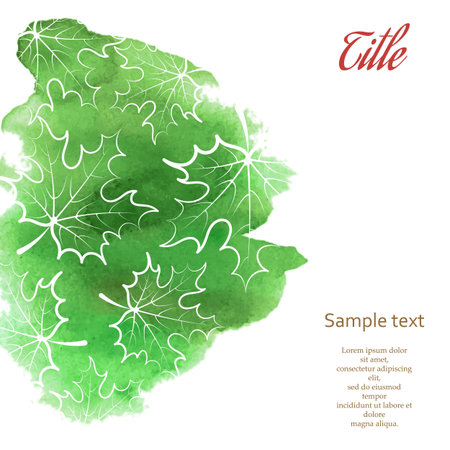 Watercolor background with space for text, leaves, vector illustrationのイラスト素材