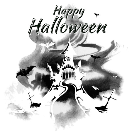 Happy Halloween, grunge, abstract, vector illustrationのイラスト素材