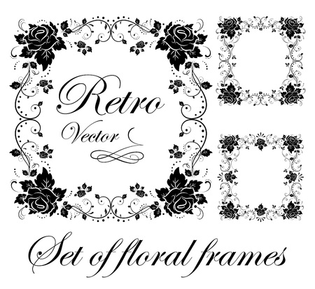 Set decorative floral frames illustrationのイラスト素材