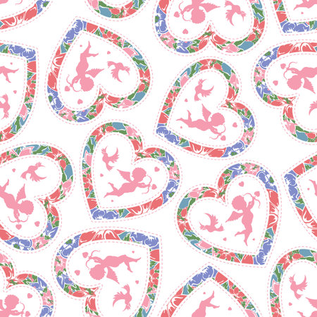 Seamless background consisting of hearts for Valentines day, vector illustrationのイラスト素材