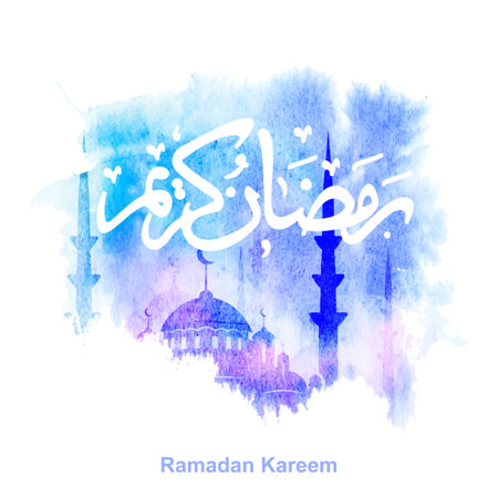 Ramadan Kareem greeting card, religious themed background in retro style, illustrationのイラスト素材