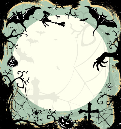 Halloween styled frame design with place for text, vector illustrationのイラスト素材