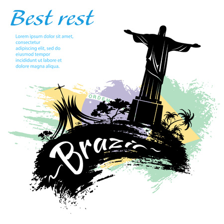 Travel Brazil grunge style design for your business easily editable elements, vector illustrationのイラスト素材