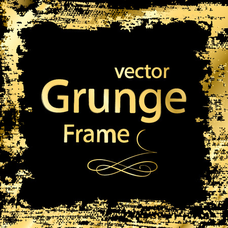 gold grunge frame, vector illustrationのイラスト素材
